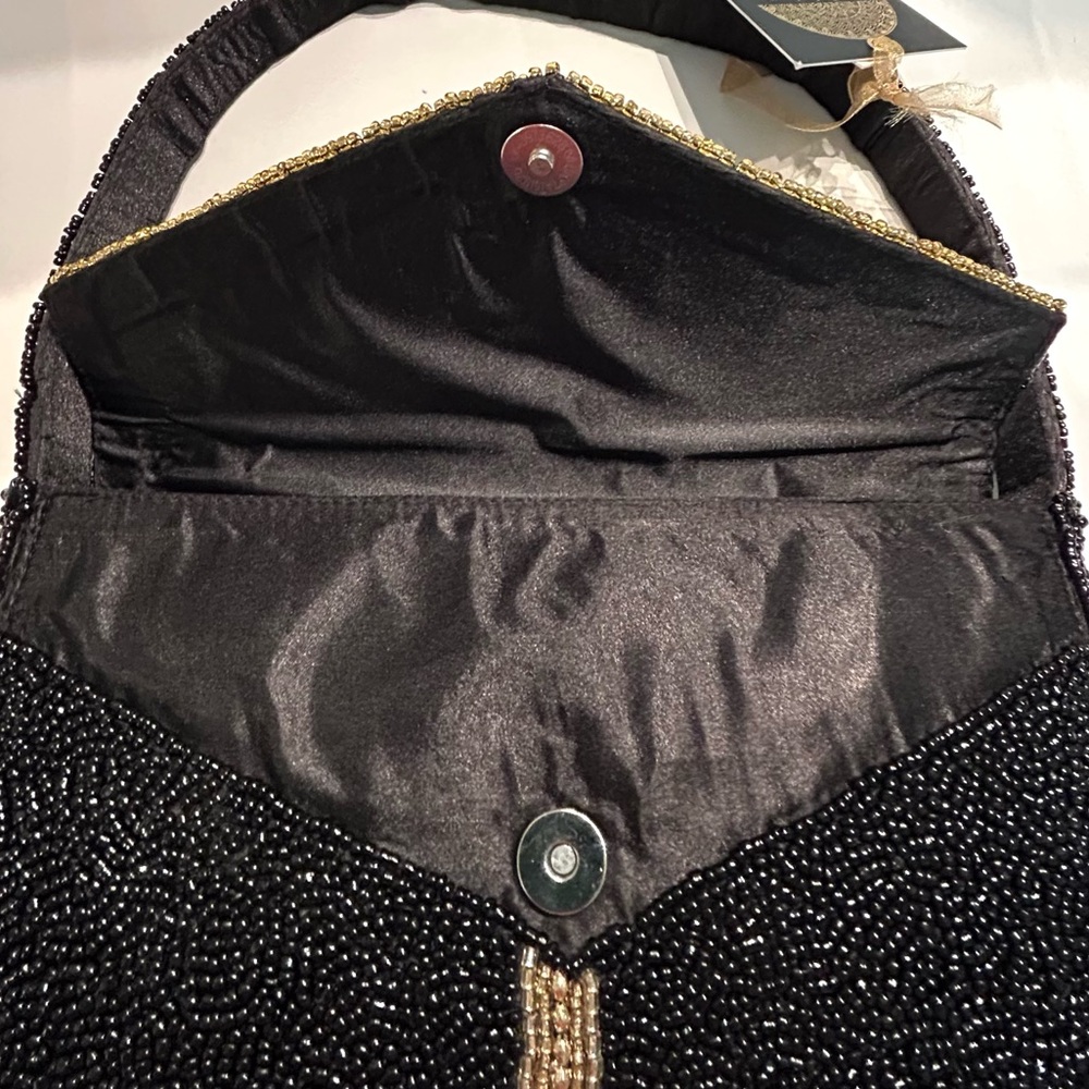 Handcrafted Beaded Shoulder Bag Martini w/ Olive Jewel Black Made In India NWT - Picture 10 of 11
